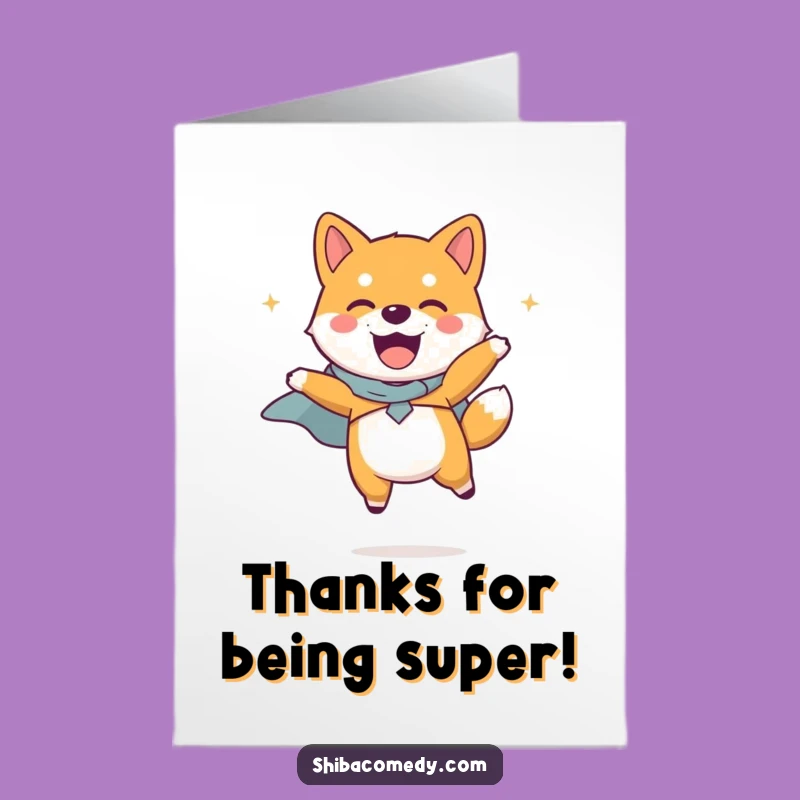 Free Printable Super Shiba Inu Thank You Card: Joyful Jump Downloadable Note