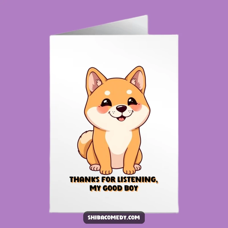 Free Printable Thank You Card: Listening Shiba Inu, Cheerful Downloadable Gift