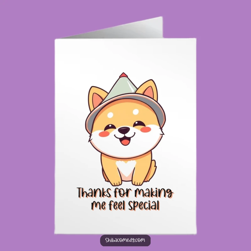 Funny Free Printable Shiba Inu Thank You Card - Downloadable Gift with Cone Hat Gratitude!