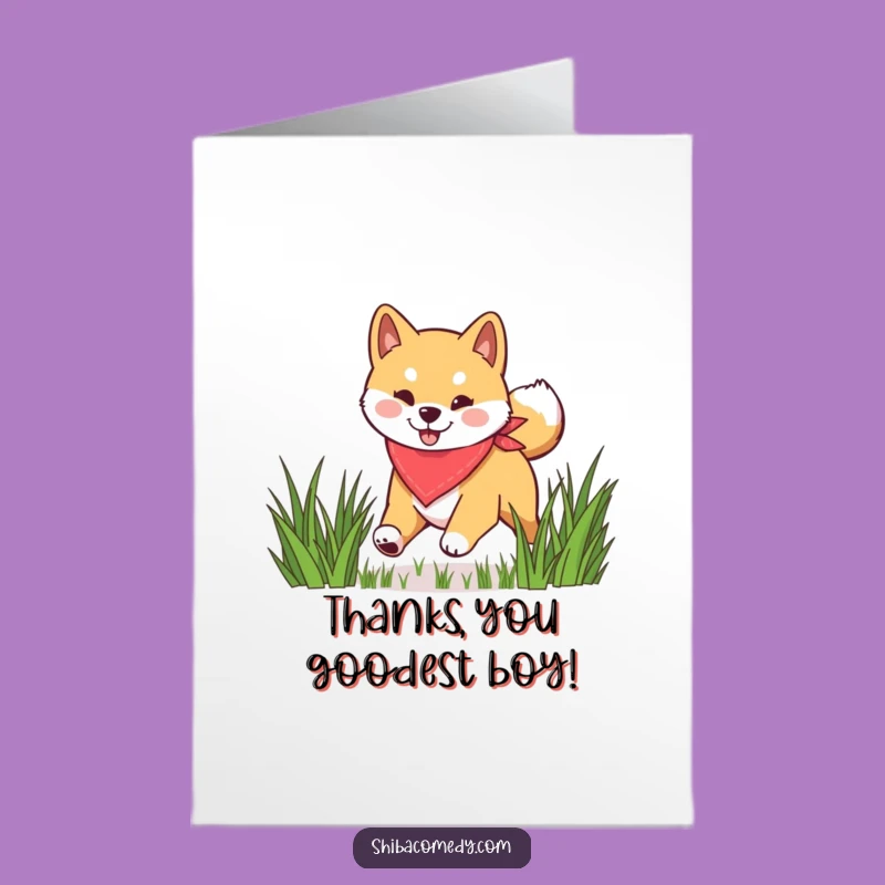 Free Printable Thank You Card: Energetic Shiba Inu Expressing Thanks