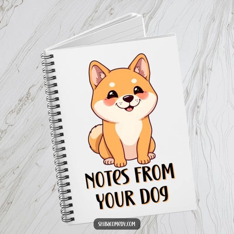 Funny Shiba Inu Notebook: A Shiba Inu with alert ears listening intently, perfect for jotting down thoughtful ideas.