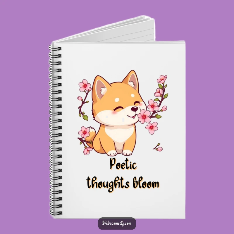 Funny Shiba Inu Cherry Blossom Notebook, Jot Down Peace, Excellent Funny Gift