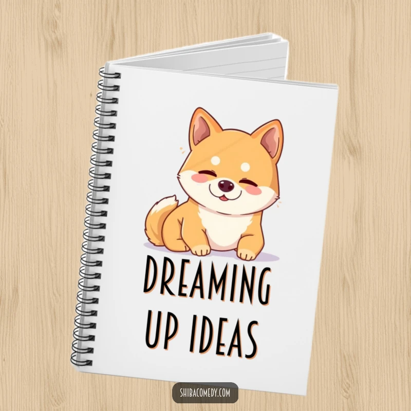 Funny Shiba Inu notebook with a content dog peacefully snoozing in a sunbeam, perfect for journaling peace.