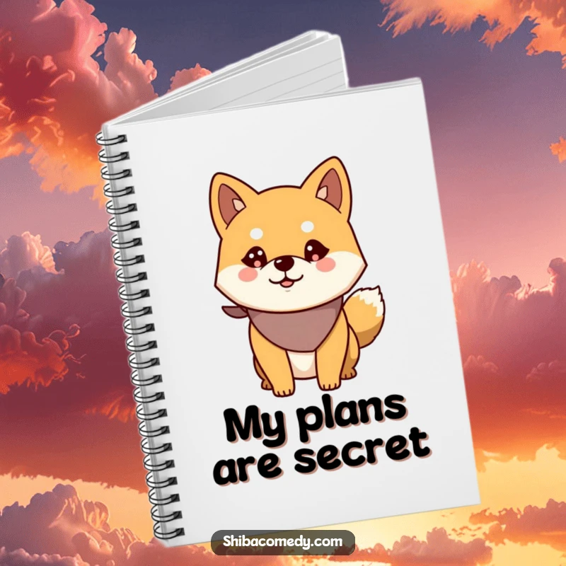 Funny Alert Shiba Inu Notebook: Cover features an alert dog wearing a bandana, ideal for jotting down important notes.