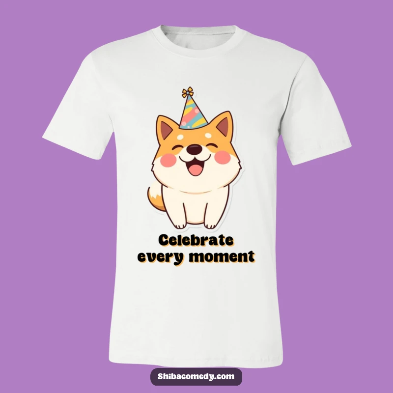 Funny Joyful Shiba Inu Party T-Shirt - Happy Celebration Wear Gift!