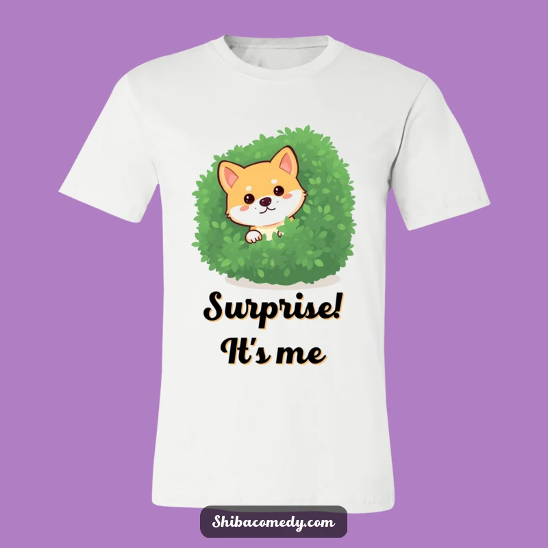Funny Curious Shiba Inu Bush T-Shirt: Sneaky Dog Tee, Humorous Gift