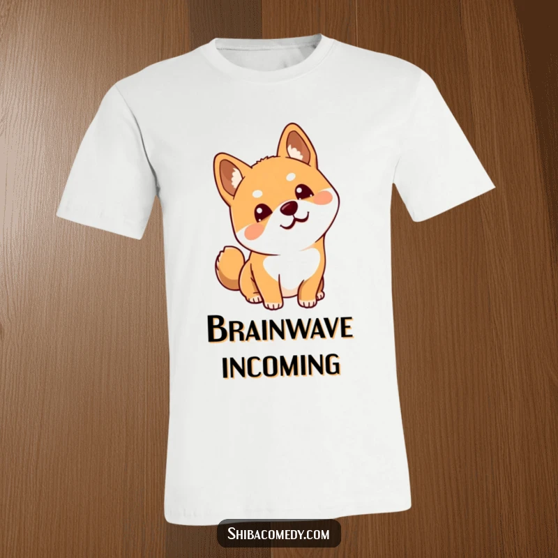 Funny Shiba Inu t-shirt, depicting a cute dog tilting its head with perked ears, showcasing inquisitive and humorous charm.