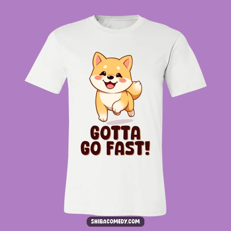 Funny Happy Shiba Inu Running T-Shirt: Energetic Dog Welcome Apparel