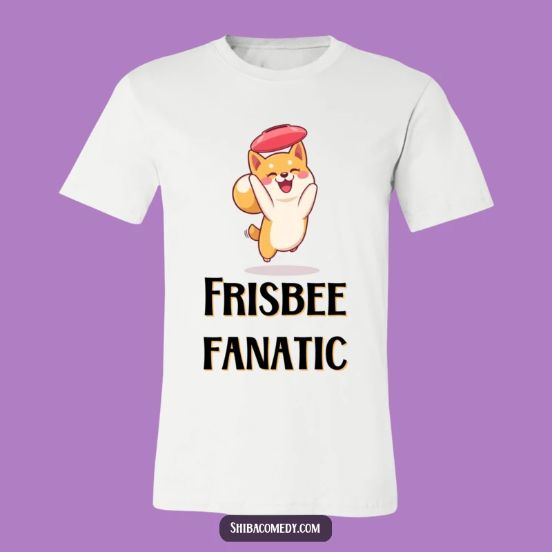 Funny Shiba Inu Frisbee T-Shirt: Active Dog's Catching Action Tee
