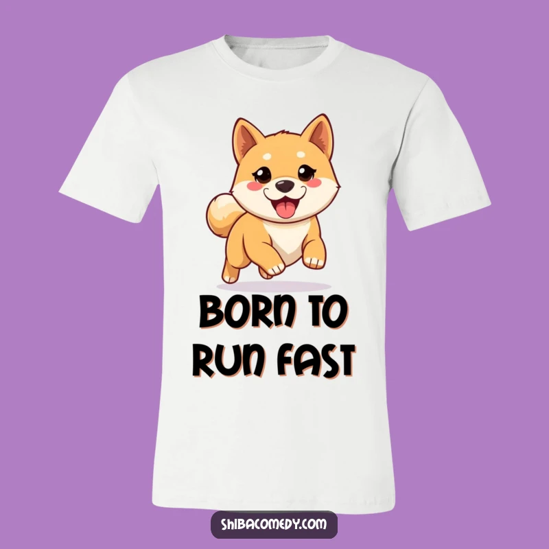 Funny Shiba Inu Running T-Shirt - Eager Dog Ready for Adventure Tee
