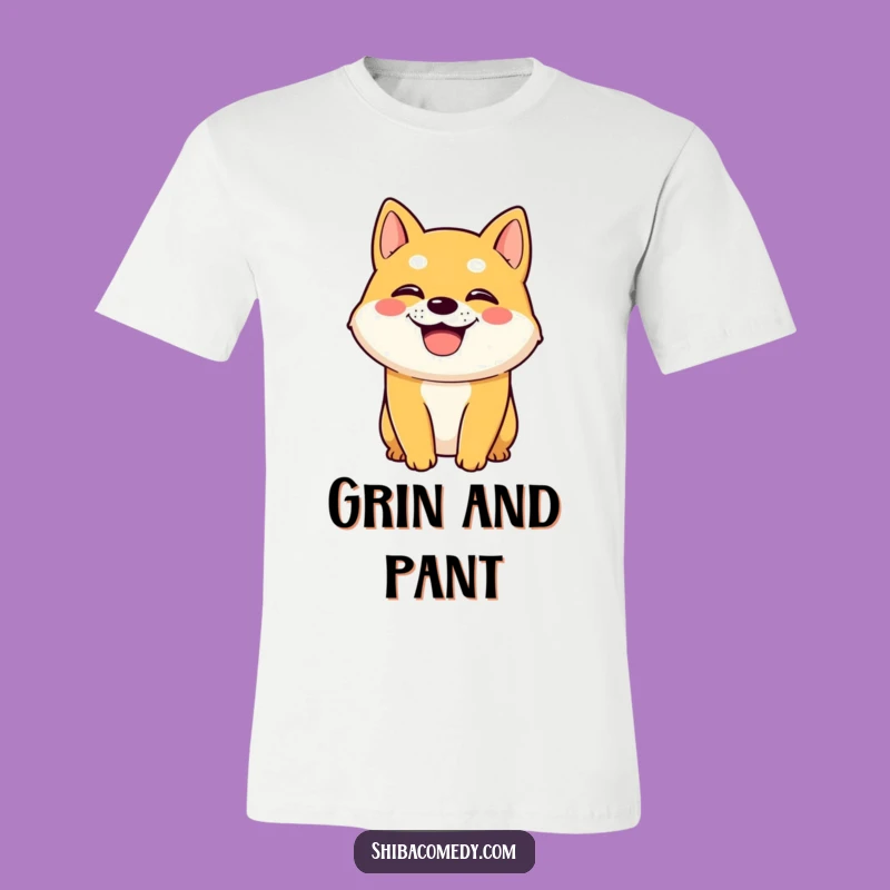 Funny Shiba Inu T-Shirt: Grin & Pant, Casual Wear for Joyful Souls