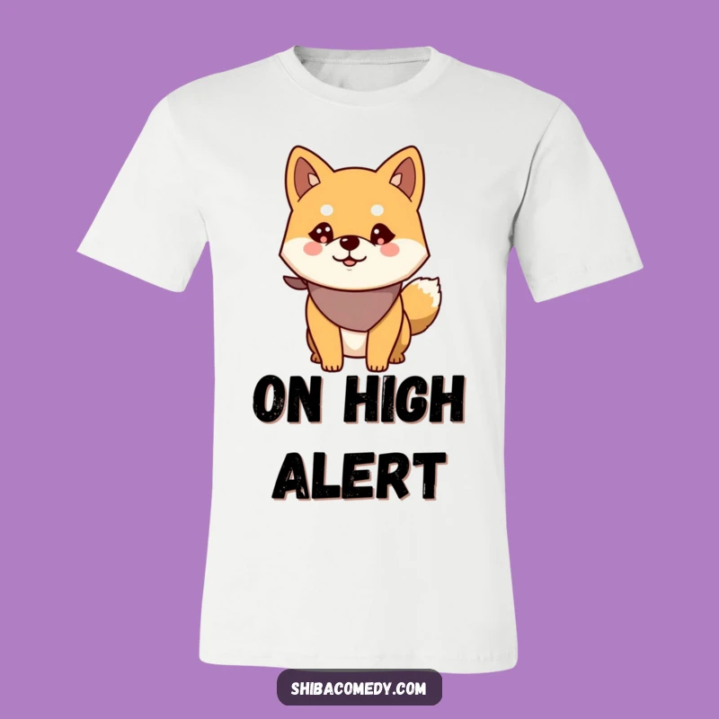 Funny Alert Shiba Inu T-Shirt - Bandana Dog Tee, Cool Gift Idea