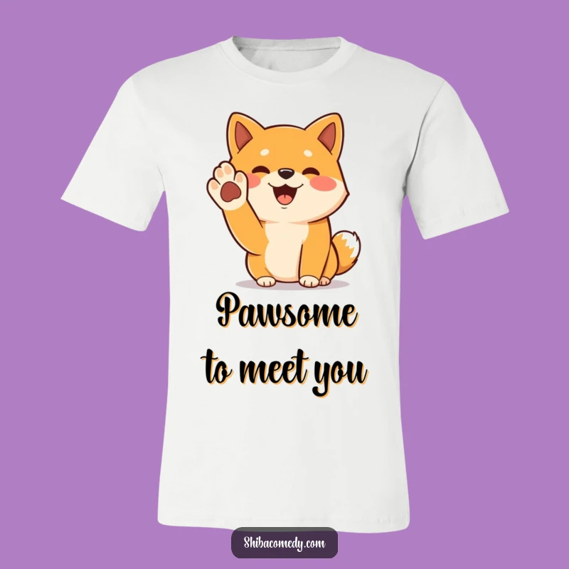 Funny Cheerful Shiba Inu T-Shirt: Paw Raised Hello Tee, a Great Funny Gift