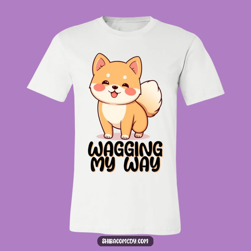 Funny Wagging Shiba Inu Tail T-Shirt: Joyful Dog Tee, Humorous Gift