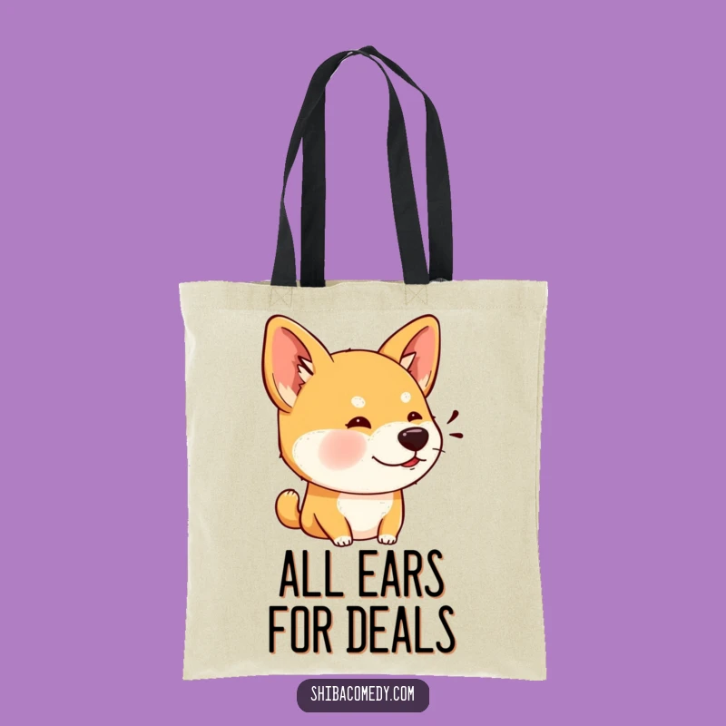 Funny Shiba Inu Listening Tote Bag: Carry Your Curiosity Everywhere!