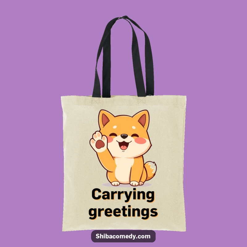 Funny Cheerful Shiba Inu Tote Bag: Paw Welcome Tote, a Practical Funny Gift