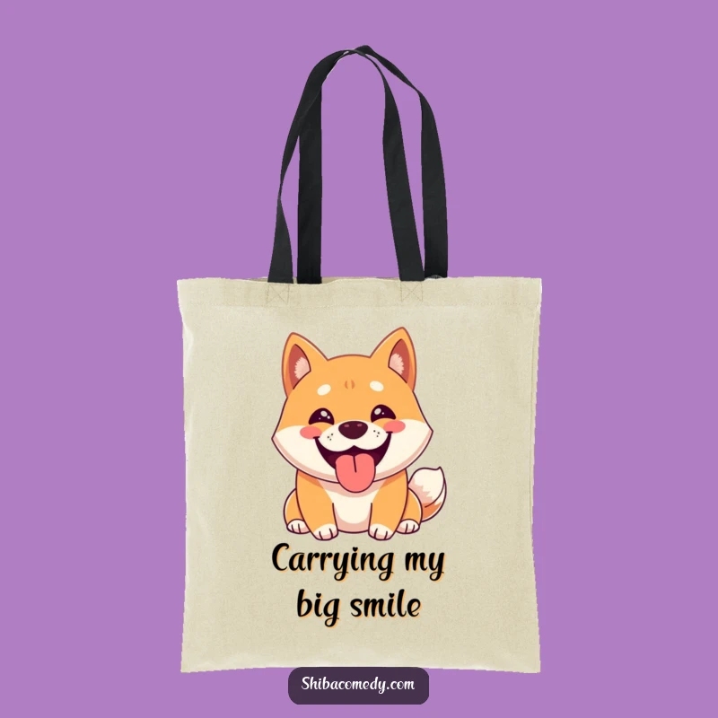 Funny Happy Shiba Inu Grin Tote Bag: Carry Your Essentials with Hilarious Cheer!