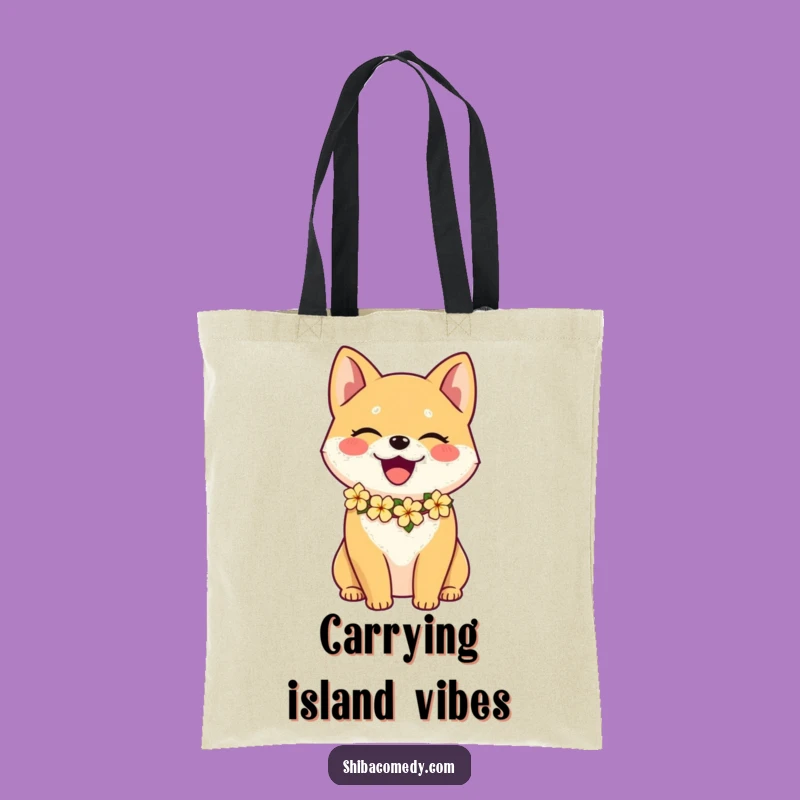 Funny Joyful Shiba Inu Flower Lei Tote Bag: Aloha Beach Essential Gift