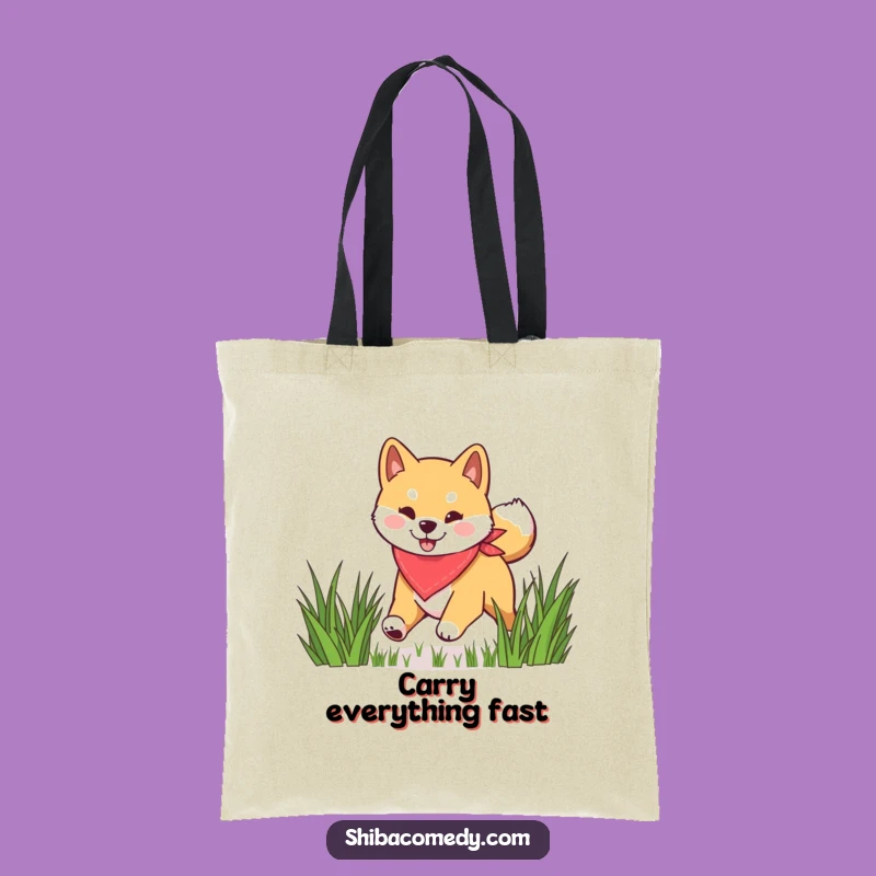 Funny Shiba Inu Bandana Grass Tote Bag, Carry Your Fun, Perfect Funny Gift