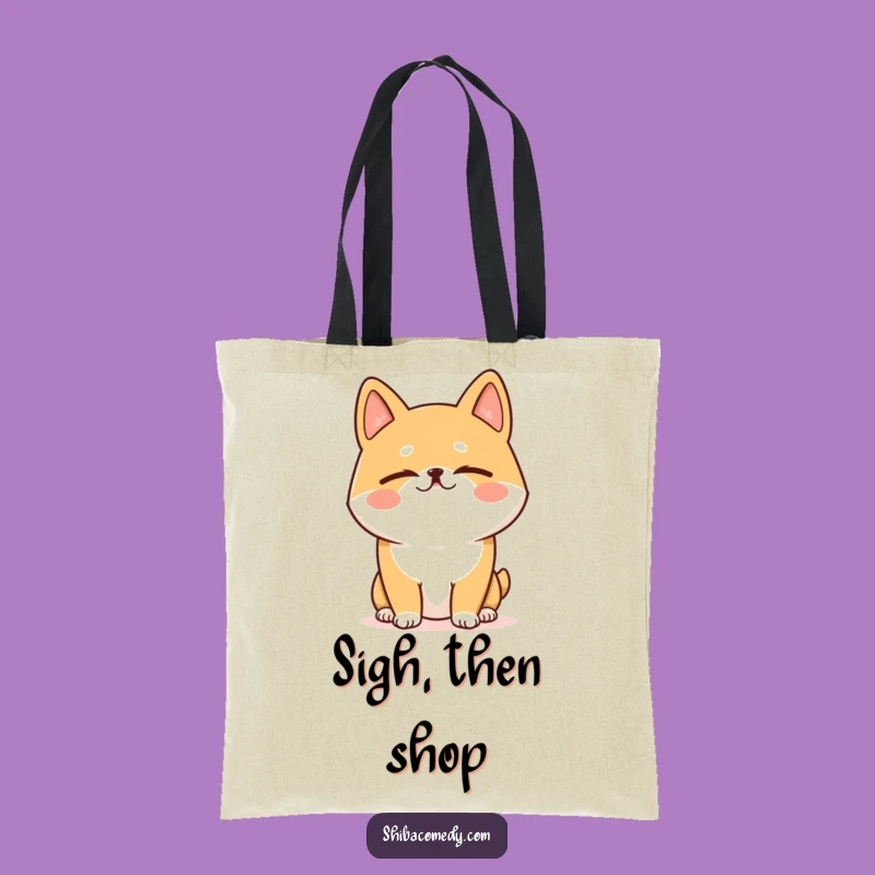 Funny Shiba Inu Sigh Tote Bag - Relaxed Dog Accessory for Daily Use