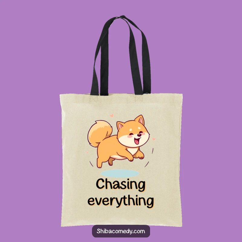Funny Shiba Inu Tail Chase Tote Bag: Carry the Chaos