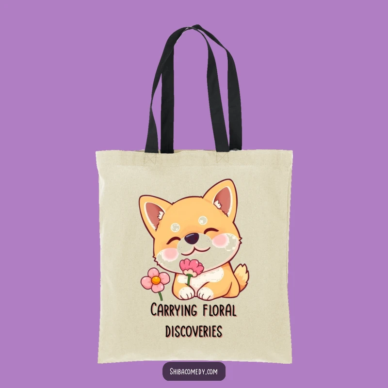 Funny Shiba Inu Tote Bag: Curious Flower Sniffer Carryall, Adorable Gift