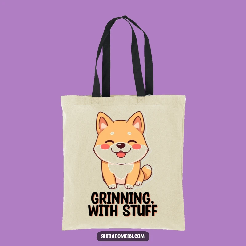 Funny Shiba Inu Tote Bag: Playful Grin Companion, Perfect Dog Accessory Gift