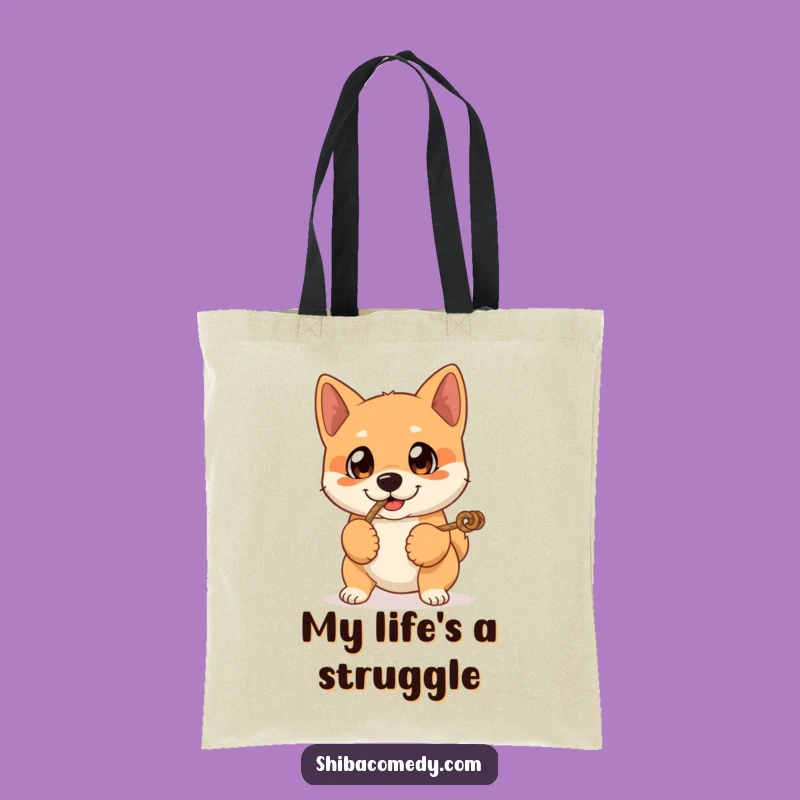 Funny Shiba Inu Tote Bag: Expressive Eyes Tug-of-War Carryall, Playful Gift
