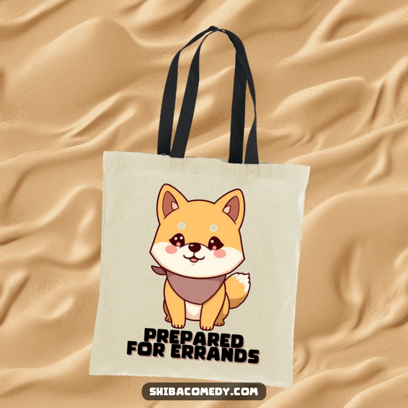 Funny Alert Shiba Inu Tote Bag: Stylish bag featuring an alert dog in a bandana, ready for errands and adventures.