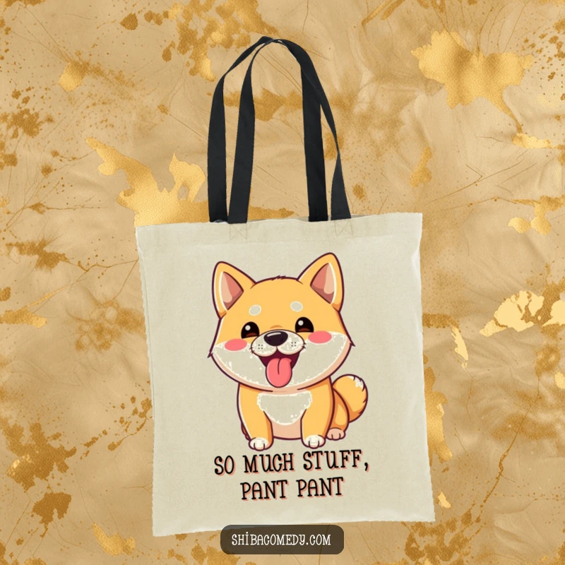 Funny Shiba Inu Tote Bag: A playful Shiba Inu dog sticks its tongue out, making this a functional and funny accessory.
