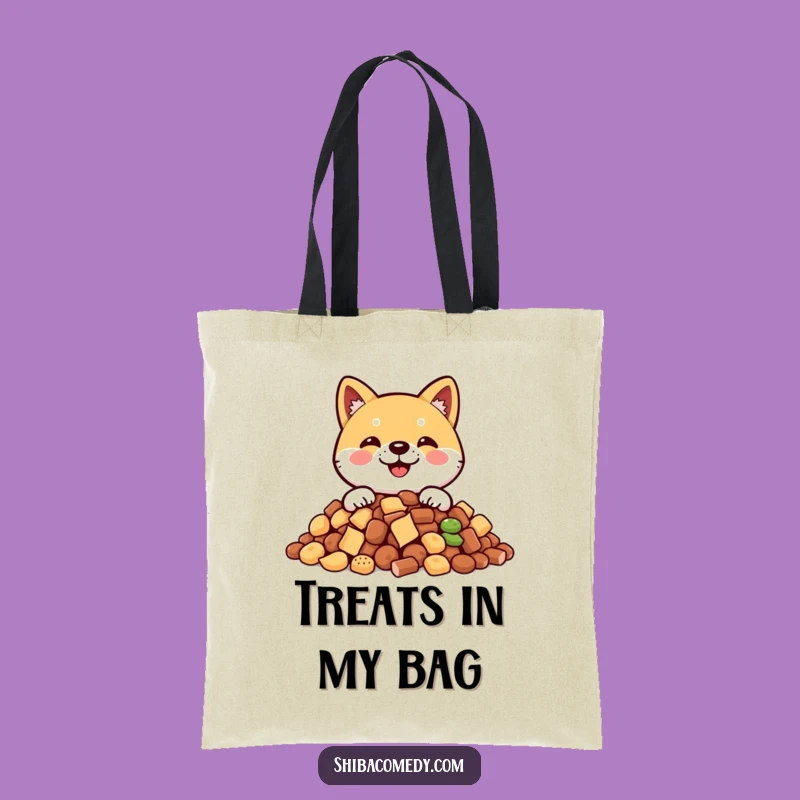 Funny Shiba Inu Treat Tote Bag: Carry Laughs with This Hilarious Pup!